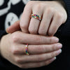3MM Round Rainbow CZ Finger Ring Gold Color 2023 Summer New Colorful Stacking Engagement Band For Women HESAXY