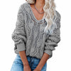 Casual Sweaters Solid V-Neck Sweater Women Loose Hollow Out Knitwear Female Autumn Winter Long Sleeve Pullovers свитер женский HESAXY