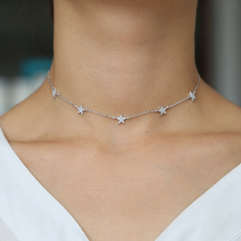 925 sterling silver cute star choker charm necklaces KENNRICK