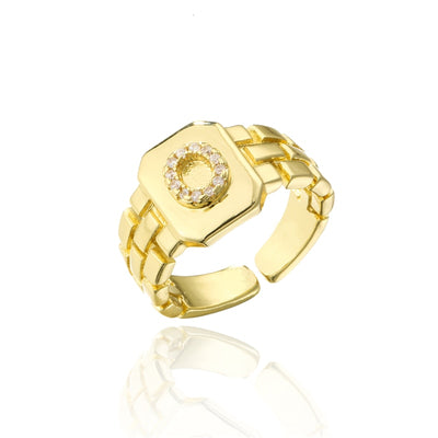 New Fashion Gold Color Initial Ring HESAXY