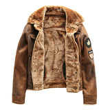 Men Leather Jackets Spring Thick Warm Fleece HESAXY