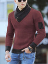 Men Long Sleeve Scarf Collar Sweater HESAXY