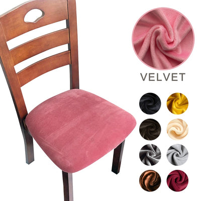 Velvet Fabric Soft Seat Cushion Covers Stretch Washable Spandex Dining Chair Cover Slipcovers For Home Hotel Banquet Living Room KENNRICK