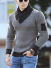 Men Long Sleeve Scarf Collar Sweater HESAXY