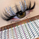 Mix 12 Color Glitter Lashes Fluffy Streaks Cosplay Makeup Beauty Individual Eyelashes Extension KENNRICK