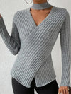 Women Long Sleeve V-Neck Crisscross Sweater KENNRICK