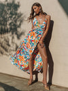 Sexy holiday print straps backless summer party dresses KENNRICK