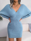 Women Fashion Off Shoulder Sheath Knitted Elegant Sweater Dress KENNRICK