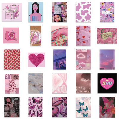 50Pcs Vintage Pink Purple Egirl Y2K Charm Stickers KENNRICK