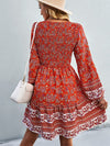 Vintage Floral Short Dress Women Casual Ruffle Puff Sleeve Boho Holiday Dress HESAXY