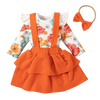 Baby Girl Clothes Set Fashion Ruffled Floral Print Tops Strap Skirt Headband Newborn Infant Toddler Outfit KENNRICK