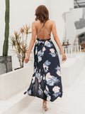 Simplee Sexy holiday print straps backless summer party dresses KENNRICK