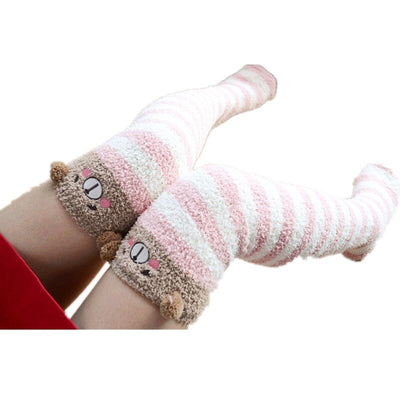 Modeling Knee Socks Striped Cute Compression Autumn Winter Warm Cozy Long Thigh High Socks KENNRICK