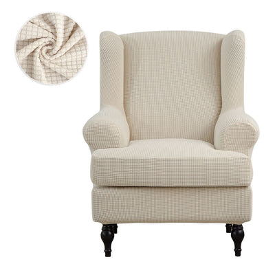 Plaid Fabric Wing Chair Cover Stretch Armchair Wingback elastic Chair Covers KENNRICK