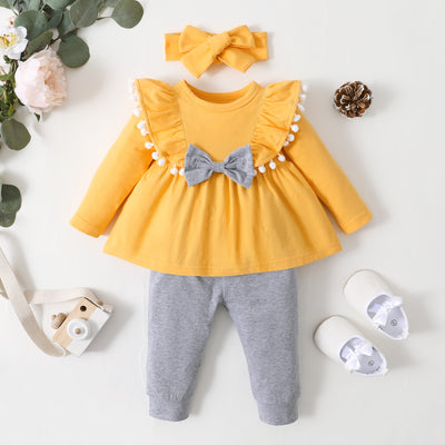 3M-24M Newborn Baby Girl Clothes Set Toddler Girl Outfits Fashion Big Bow Top + Pants Whole Sale Kids Girls Clothes Outfits KENNRICK