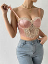 Women Lace Floral Corset Camisole Tops Sleeveless See Through Crop Top Summer Party Sexy Vintage Casual Tank Top KENNRICK