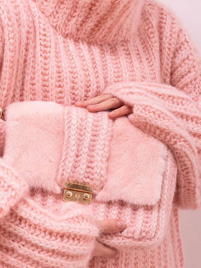 Women High Neck Crochet Knitted Pullover Elegant Sweaters KENNRICK