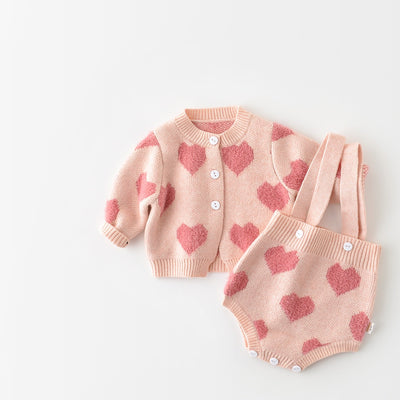 Baby knit clothing heart bodysuit sweaters set KENNRICK