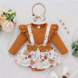 Newborn Infant Baby Girl Romper & Headband Kids Fashion Floral Print Bodysuit Jumpsuit Ruffles Dress KENNRICK