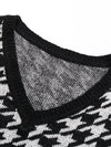 Houndstooth Jumper Sweater Dress Women Autumn Winter Fashion Knitted Pullovers Medium Long Sexy V Neck Ladies Dress 2022 New KENNRICK