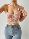Women Lace Floral Corset Camisole Tops Sleeveless See Through Crop Top Summer Party Sexy Vintage Casual Tank Top KENNRICK