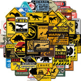 50Pcs Jurassic Warning Dinosaur Sign Stickers KENNRICK
