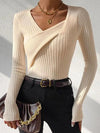 Women Asymmetrical Neck Long Sleeve Sweater KENNRICK