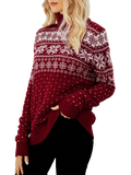 Women Snowflakes Christmas Sweater Knitted Jumpers  Turtleneck Pullovers KENNRICK