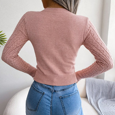 Short Hollow Sexy Twist Long-sleeved Sweater KENNRICK
