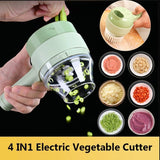 4 In 1 Multifunction Food Chopper Slicer Electric Vegetable Cutter Masher USB Wireless Garlic Crusher Grinder Kitchen Gadgets KENNRICK
