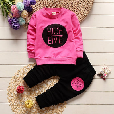 Baby Girl Cute O-neck Long Sleeved T-shirts + Pants Infant Jogging Tracksuits Suits KENNRICK