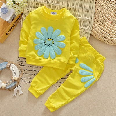 Baby Girl Cute O-neck Long Sleeved T-shirts + Pants Infant Jogging Tracksuits Suits KENNRICK