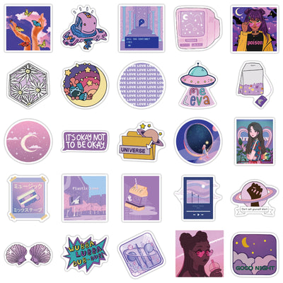 50Pcs Vintage Pink Purple Egirl Y2K Charm Stickers KENNRICK
