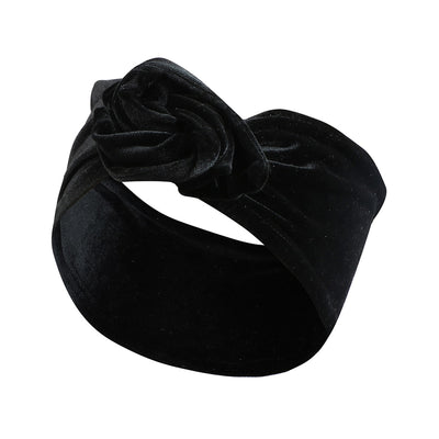 Velvet Floral Turban Wire Headband Solid Stretch Bandana Knot Headwrap Long Scarf Ties Hair Headwear KENNRICK
