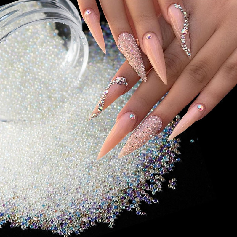 Caviar Beads Crystal Tiny Rhinestones Manicure Nail Art Decorations HESAXY