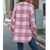 Women Fashion Plaid Woolen Trench Casual Long Sleeve Warm Shirt Coat KENNRICK