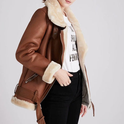 Women Sheepskin Coat Leather Jackets KENNRICK