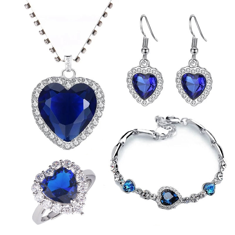Titanic Heart of Ocean Necklaces Jewelry Set
