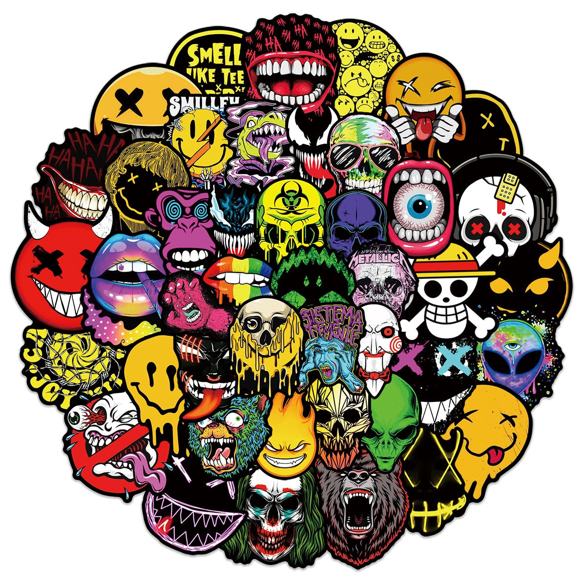 50Pcs Horror Cartoon Halloween Skeleton Stickers KENNRICK