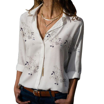 Summer Floral Print Blouse Women Clothes Stand Collar Long Sleeve Office Lady Shirts Tops Female Casual Blouses KENNRICK