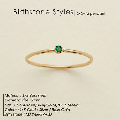 Women 316 Stainless Steel Birthstone Ring Gold KENNRICK