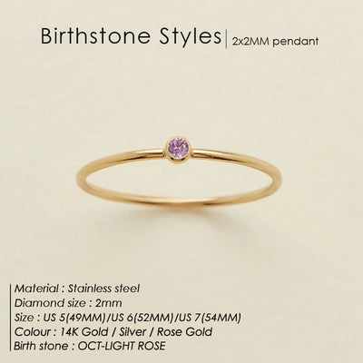 Women 316 Stainless Steel Birthstone Ring Gold KENNRICK