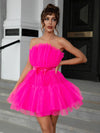 Mesh Solid Pink Ruched Halloween Dress KENNRICK
