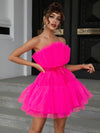 Mesh Solid Pink Ruched Halloween Dress KENNRICK