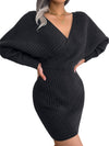 Fashion Off Shoulder Sheath Knitted Elegant Sweater Dress KENNRICK