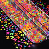 12 Grids Mix Color Fluorescence Eyelash Nail Decoration Art Slices Glitter Colorful KENNRICK
