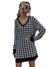 Knitted Pullovers Mini Sexy V Neck Ladies Sweater Dress